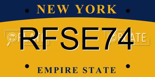 RFSE74 New York License Plate