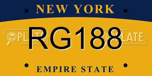RG188 New York License Plate