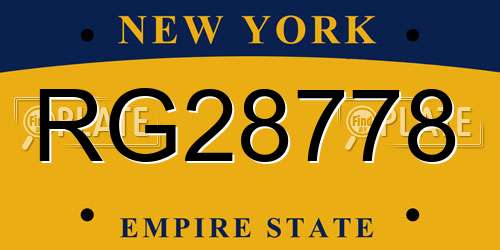 RG28778 New York License Plate