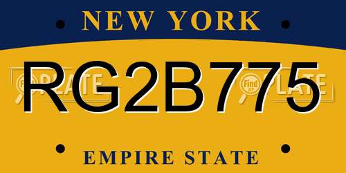 RG2B775 New York License Plate