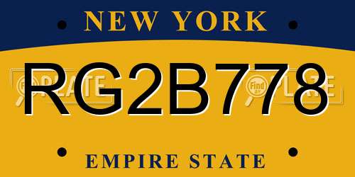 RG2B778 New York License Plate