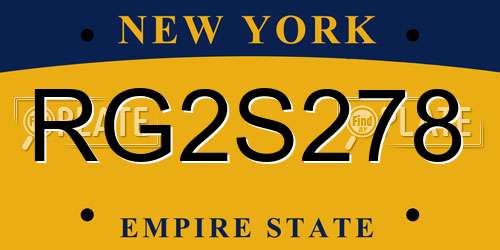 RG2S278 New York License Plate