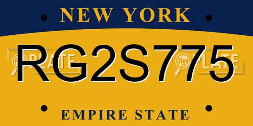RG2S775 New York License Plate