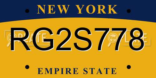 RG2S778 New York License Plate
