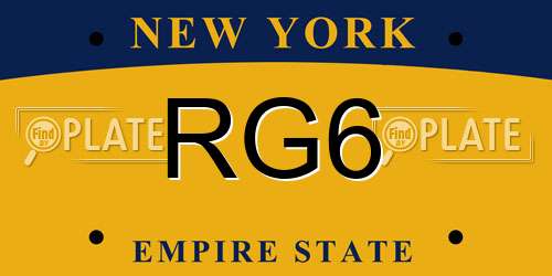 RG6 New York License Plate