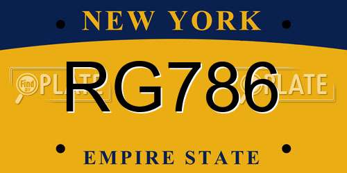 RG786 New York License Plate