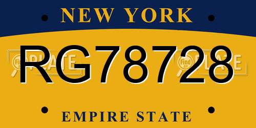 RG78728 New York License Plate