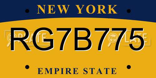 RG7B775 New York License Plate