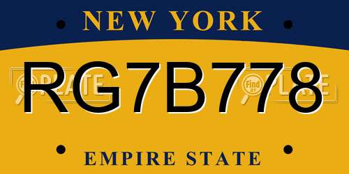 RG7B778 New York License Plate
