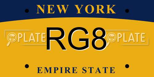 RG8 New York License Plate