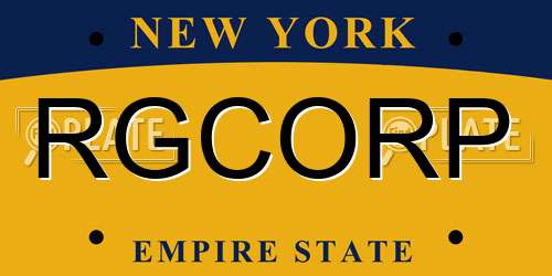 RGCORP New York License Plate