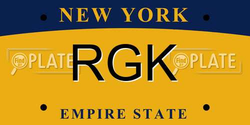 RGK New York License Plate