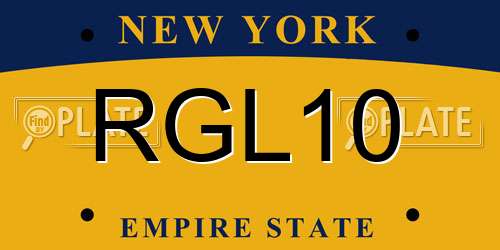 RGL10 New York License Plate