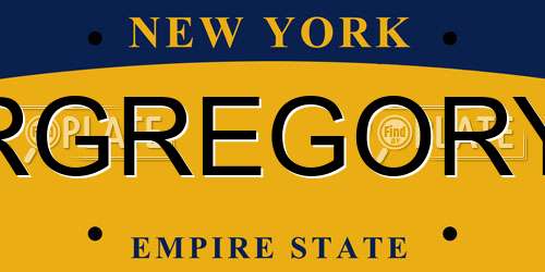 RGREGORY New York License Plate