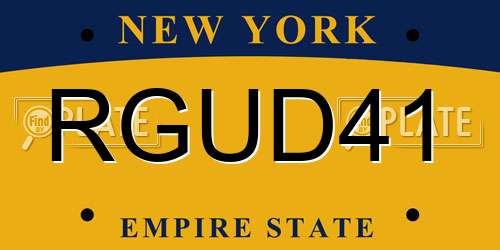 RGUD41 New York License Plate
