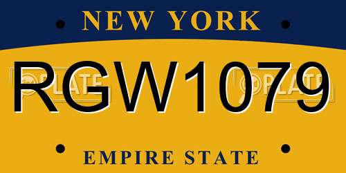RGW1079 New York License Plate