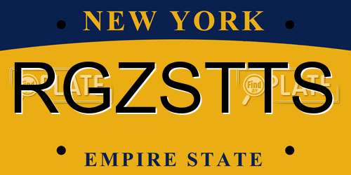 RGZSTTS New York License Plate