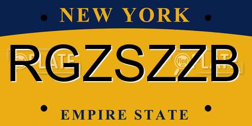 RGZSZZB New York License Plate