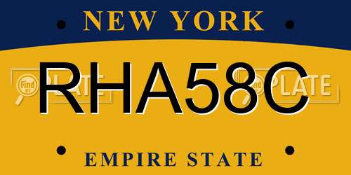 RHA58C New York License Plate