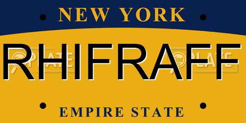 RHIFRAFF New York License Plate