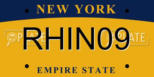RHIN09 New York License Plate