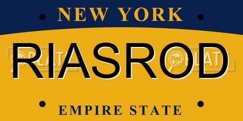 RIASROD New York License Plate