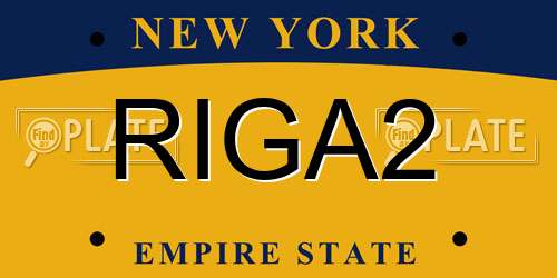 RIGA2 New York License Plate