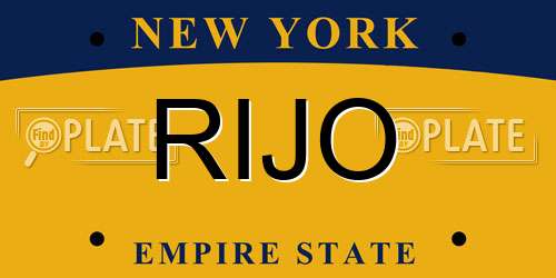 RIJO New York License Plate
