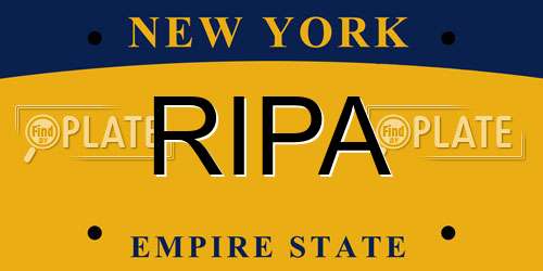 RIPA New York License Plate