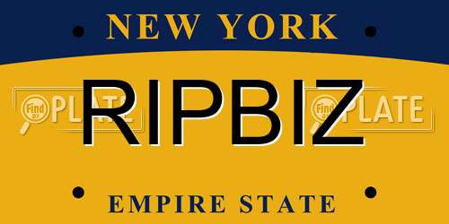 RIPBIZ New York License Plate