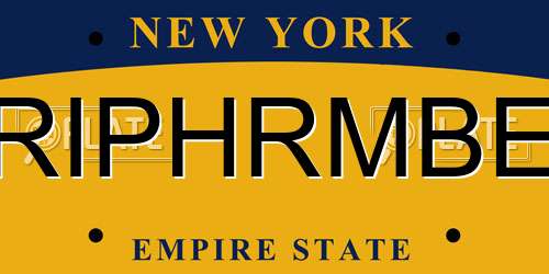 RIPHRMBE New York License Plate
