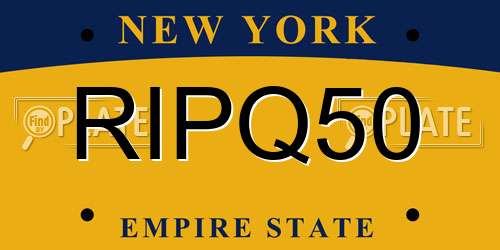 RIPQ50 New York License Plate