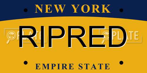 RIPRED New York License Plate