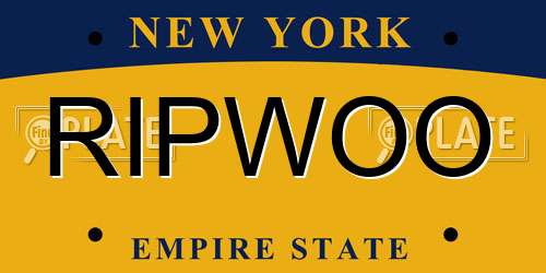 RIPWOO New York License Plate