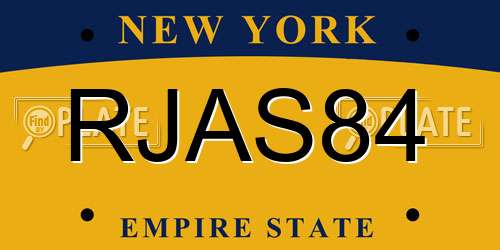 RJAS84 New York License Plate