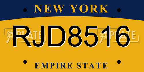 RJD8516 New York License Plate