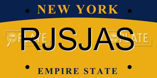 RJSJAS New York License Plate