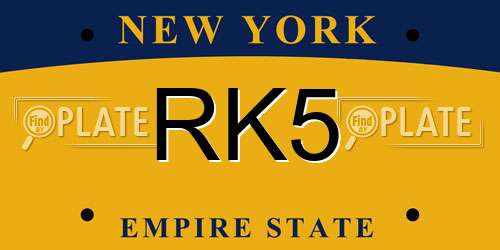 RK5 New York License Plate