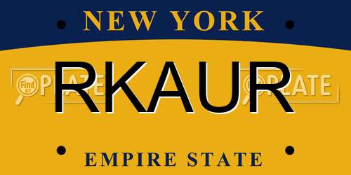 RKAUR New York License Plate