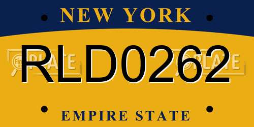 RLD0262 New York License Plate