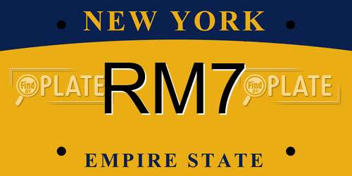 RM7 New York License Plate