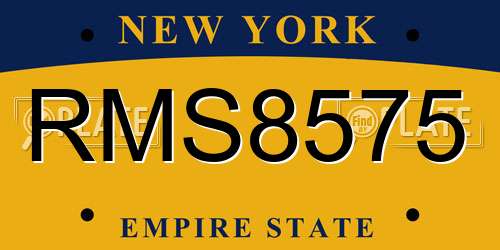 RMS8575 New York License Plate