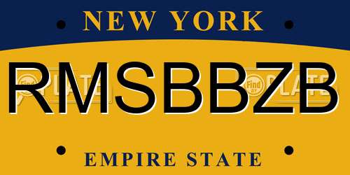 RMSBBZB New York License Plate