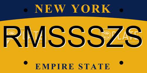 RMSSSZS New York License Plate