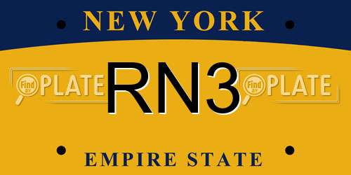 RN3 New York License Plate