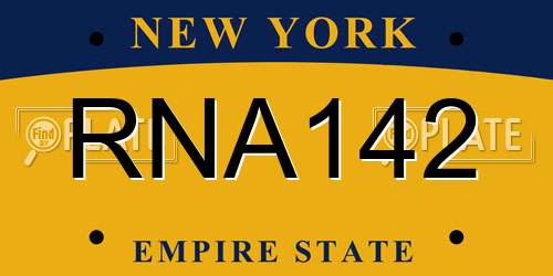 RNA142 New York License Plate