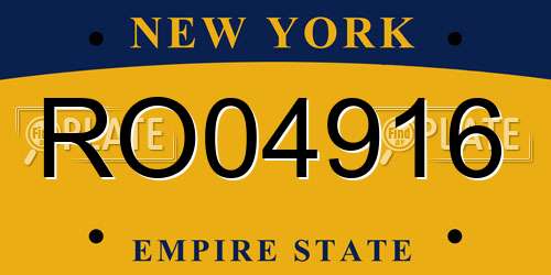 RO04916 New York License Plate