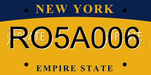 RO5A006 New York License Plate