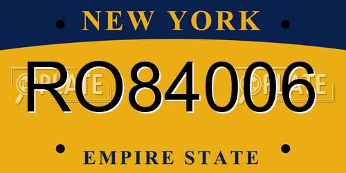 RO84006 New York License Plate