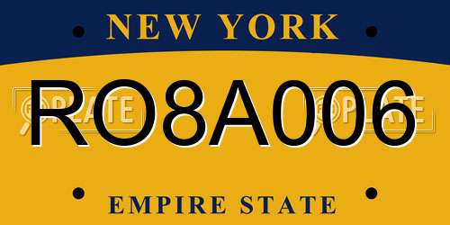 RO8A006 New York License Plate